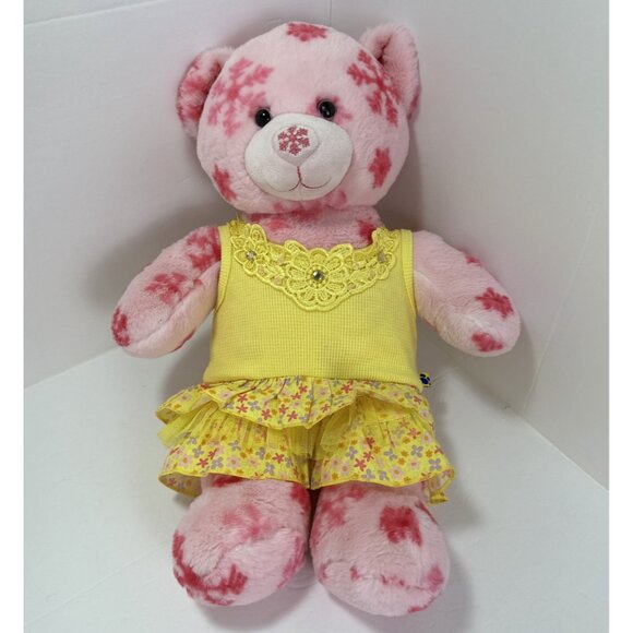 Build-A-Bear Workshops Teddy Bear Pink Snowflakes Plush Animal 17"Coquette Dress - Picture 8 of 12